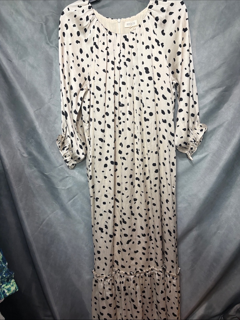 Roolee Cream Maxi Dress with Black Spot Print